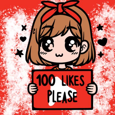 girl holding sign saying 100 likes please