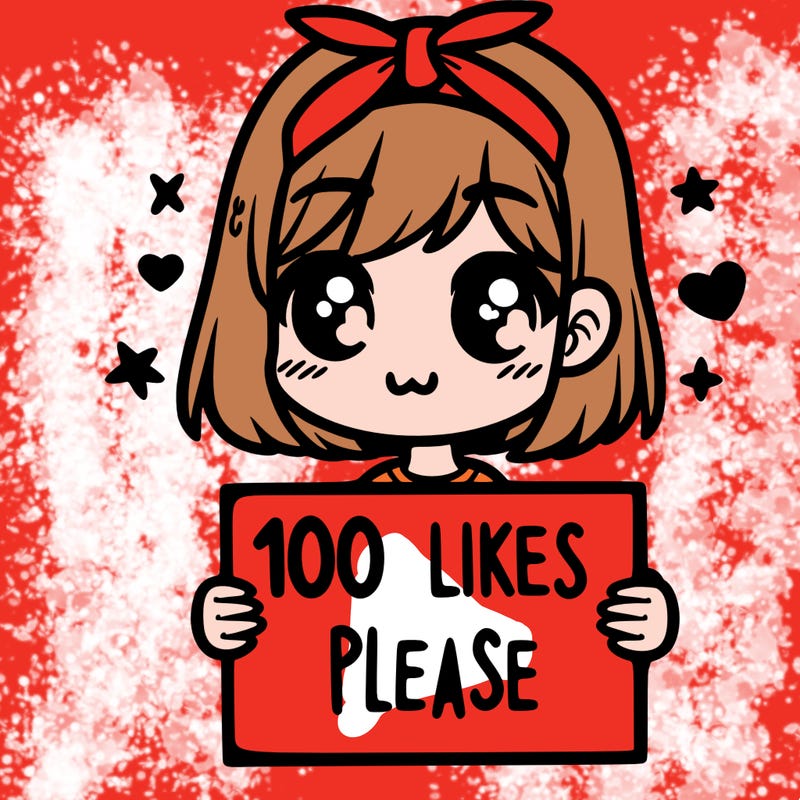 girl holding sign saying 100 likes please