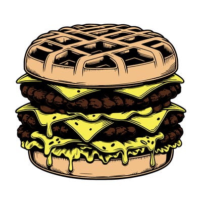realistic waffle burger