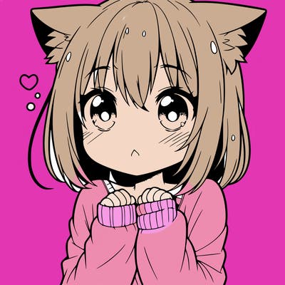 shy anime catgirl