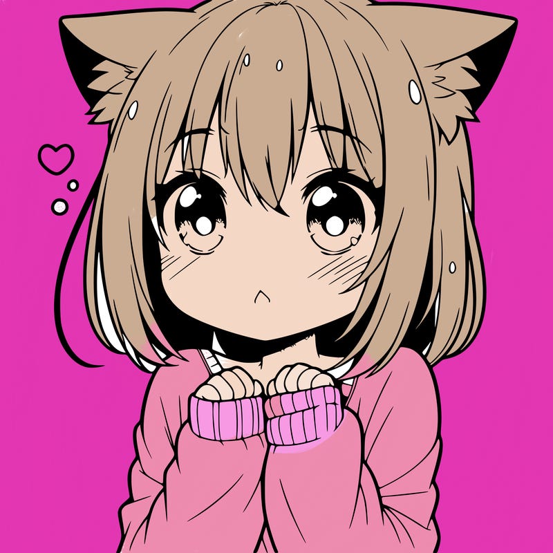 shy anime catgirl