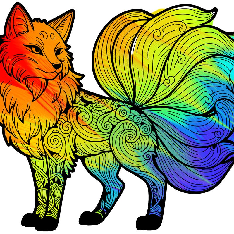 detailed nine tailed fox