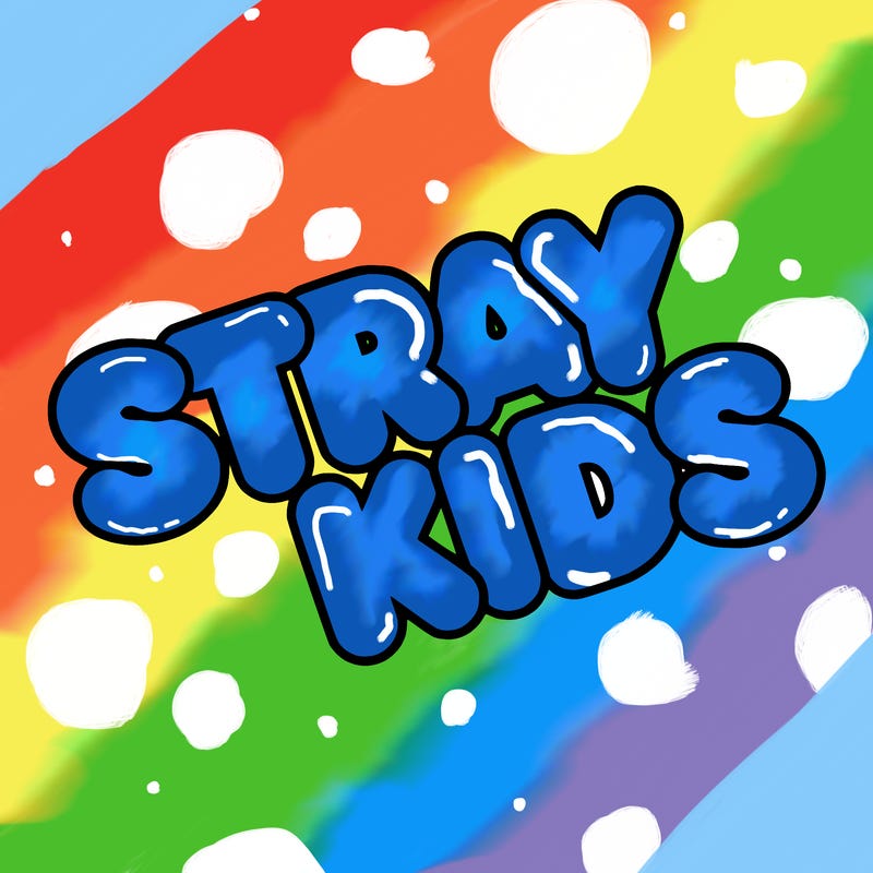 bubble letters saying stray kids