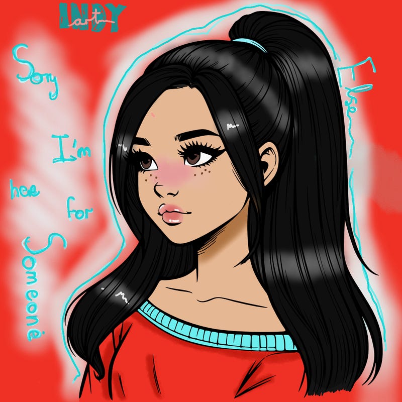 realistic girl with a high ponytail