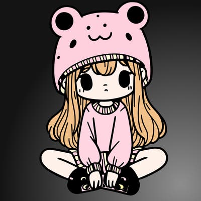 a girl wearing a frog hat and some frog socks