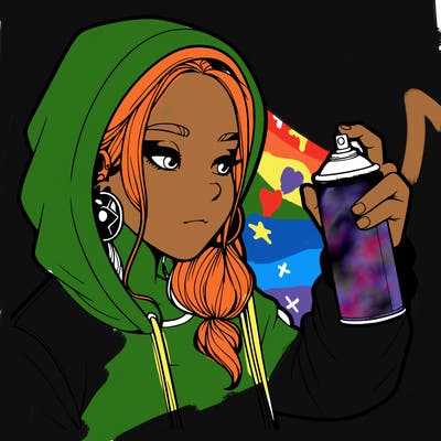 a realistic girl, spray painting