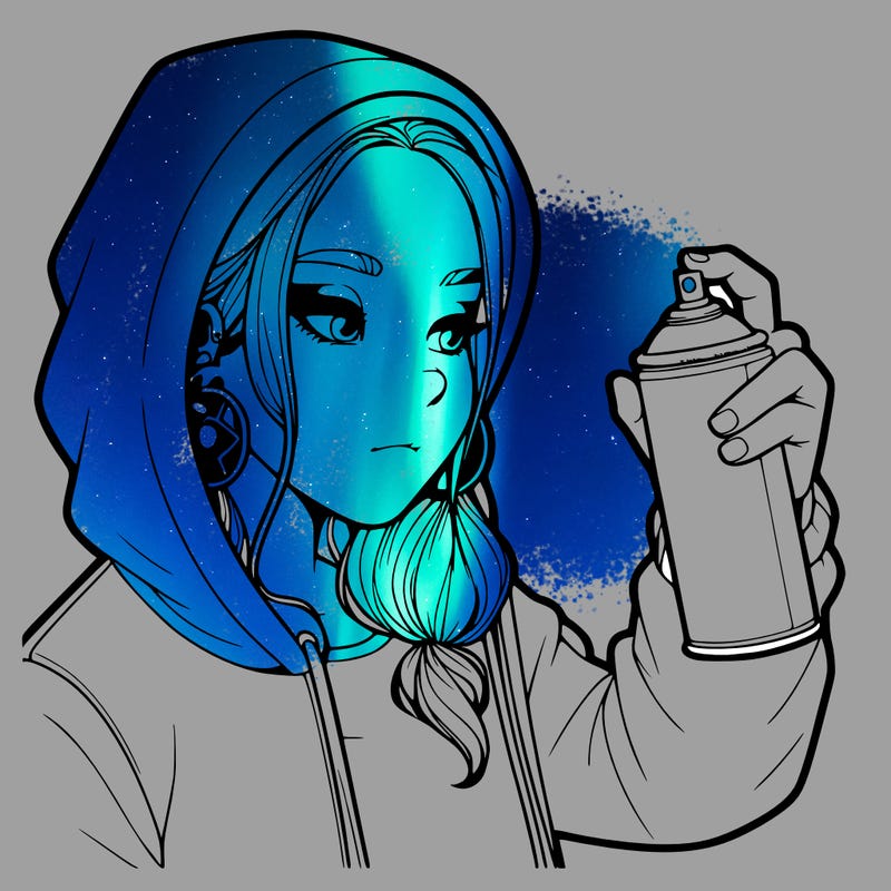 a realistic girl, spray painting