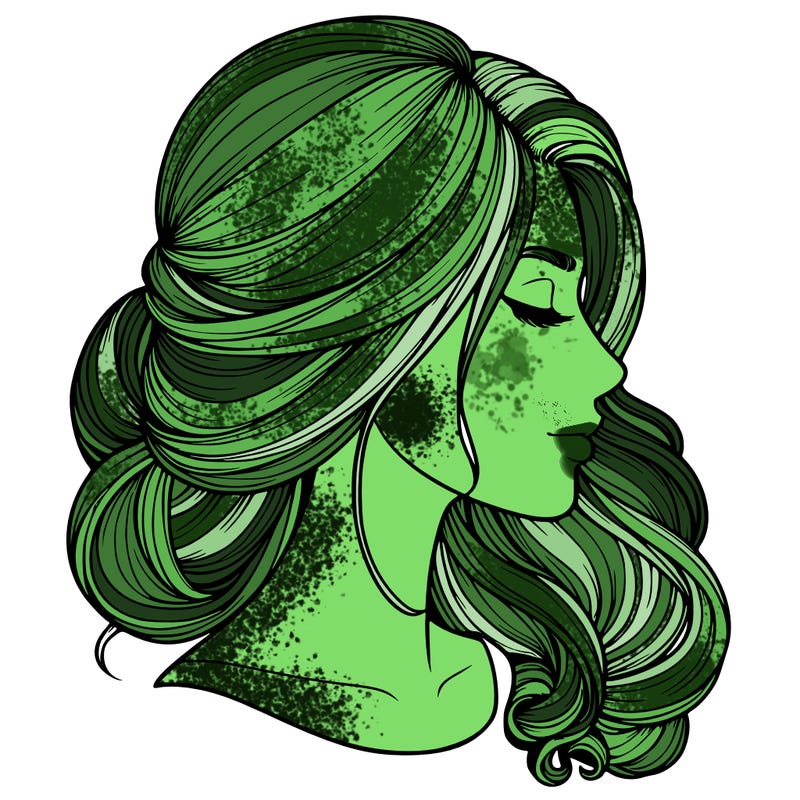 realistic woman's head & hair