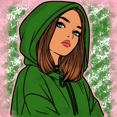 a realistic girl in a hoodie