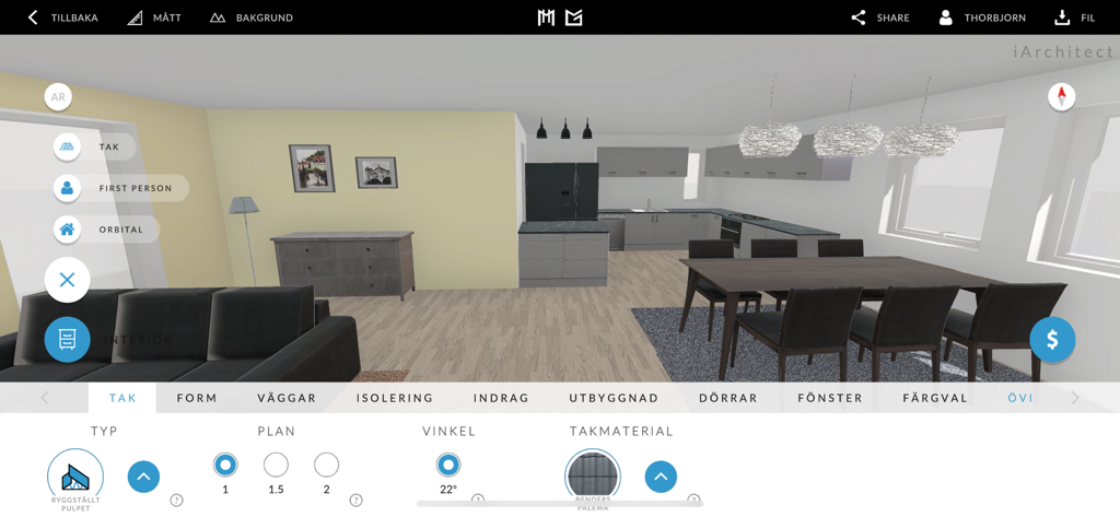 iArchitect - 3D interior house design with living room and kitchen in iArchitect app