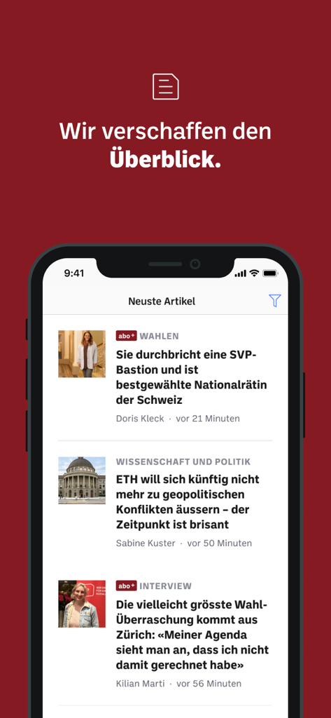 bz Zeitung aus Basel - Captura de pantalla de la aplicación bz Zeitung aus Basel mostrando los últimos artículos de noticias en un smartphone.