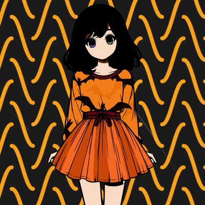 realistic girl with a skirt on