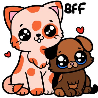 a cute cat with a cute dog