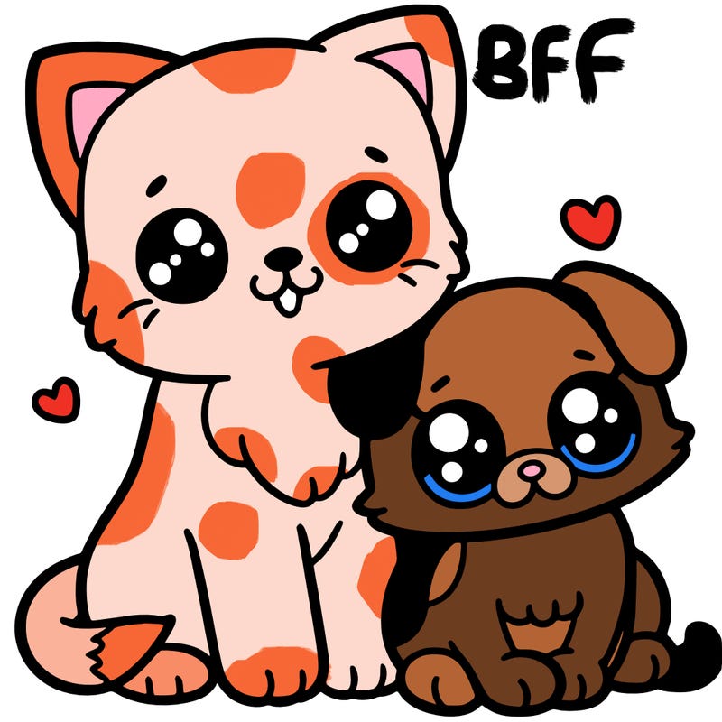 a cute cat with a cute dog