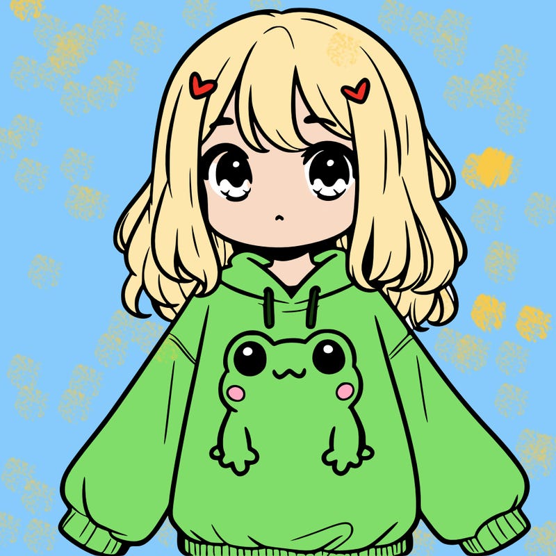girl wearing frogging sweatshirt
