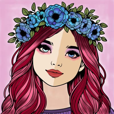 realistic girl with flower crown