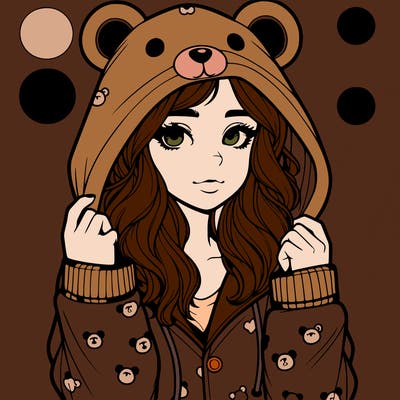 realistic girl in a animal pjs hoodie