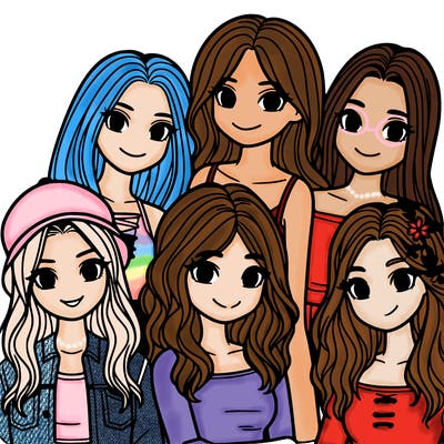 a group of five girls friends