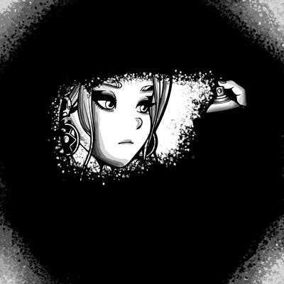 a realistic girl, spray painting