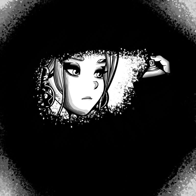 a realistic girl, spray painting