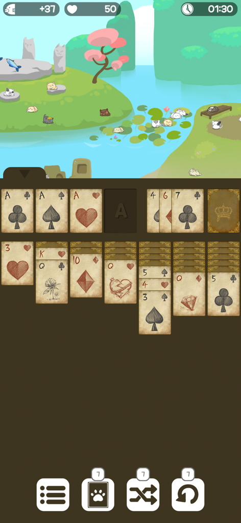 Solitaire Cat Paradise - Gioco di carte solitario con carte disegnate a mano e un paesaggio isolano di gatti accogliente