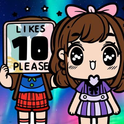 cute girl holding a sign saying 10 likes please