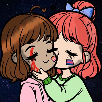 girl kissing a girl’s cheek
