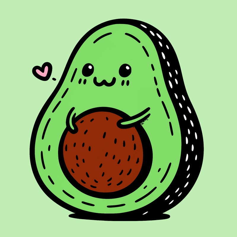 an avocado hugging an avocado