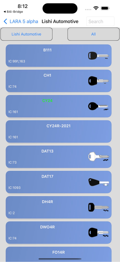 LARA Lock Reader Assistant - Banco de dados de ferramentas automotivas Lishi e referência de chave de carro no aplicativo LARA