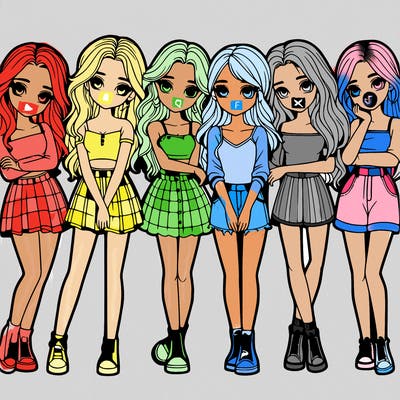 a group of girls realistic