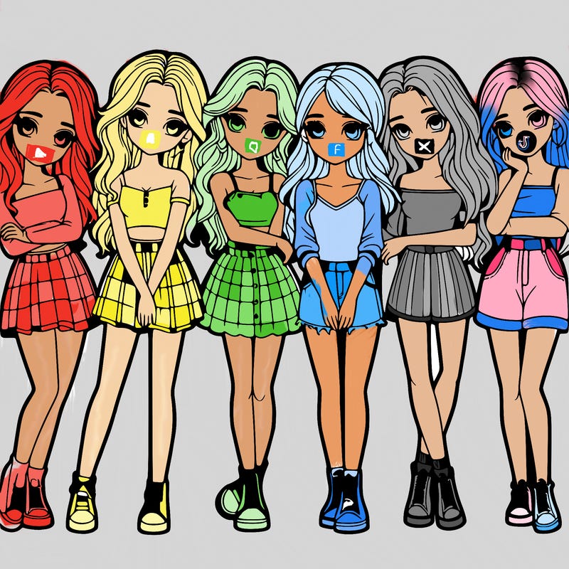 a group of girls realistic