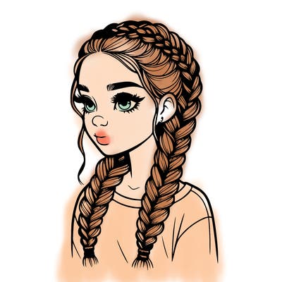 realistic girl with braids