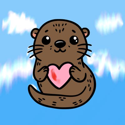 otter with a heart