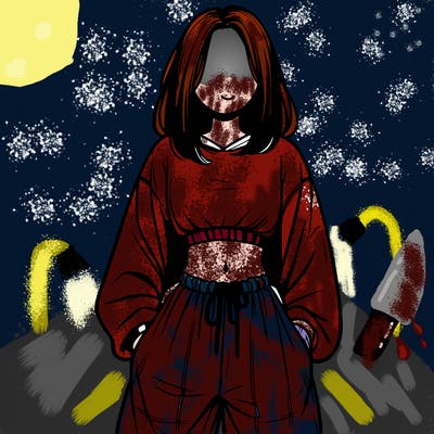 realistic girl faceless with baggy pants and a crop top