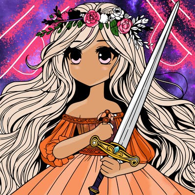 beautiful girl woth sword