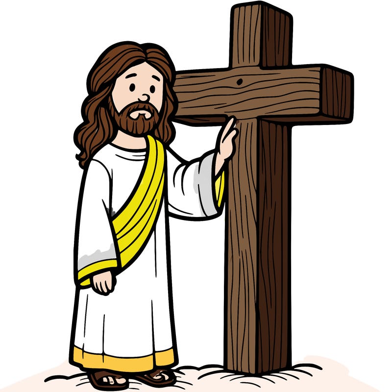 jesus standing beside the cross