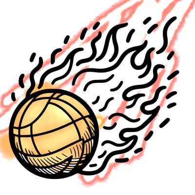a ball on fire