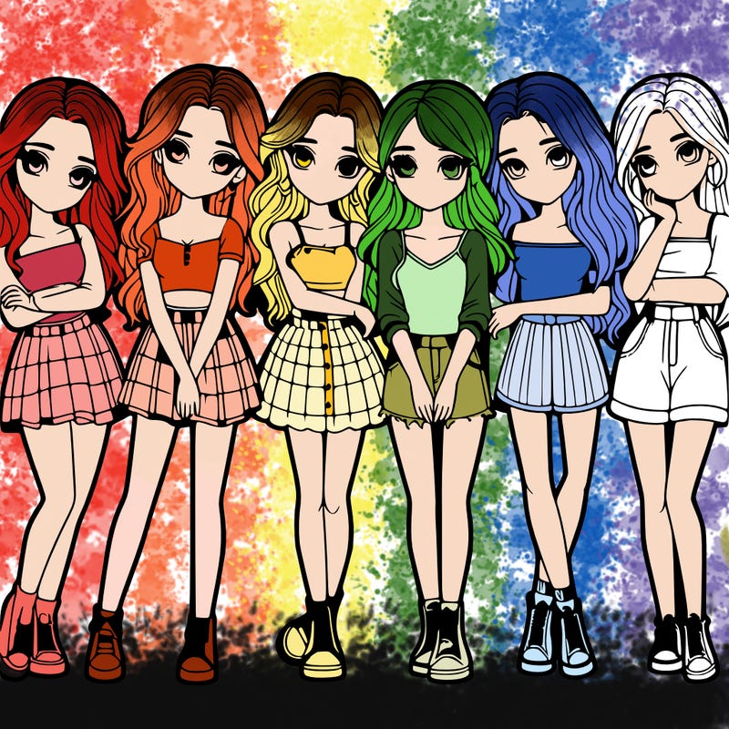 a group of girls realistic