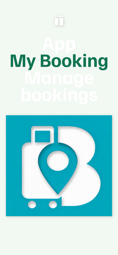 My Booking - Splash screen of the My Booking app featuring a logo with a suitcase and location pin for property management