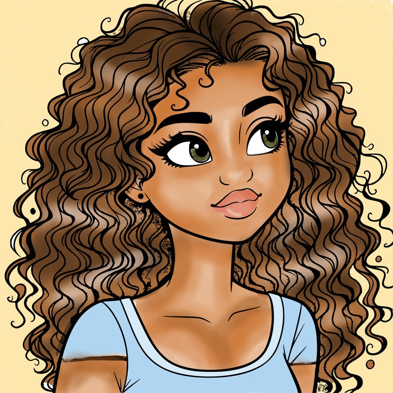 realistic girl with curly hair