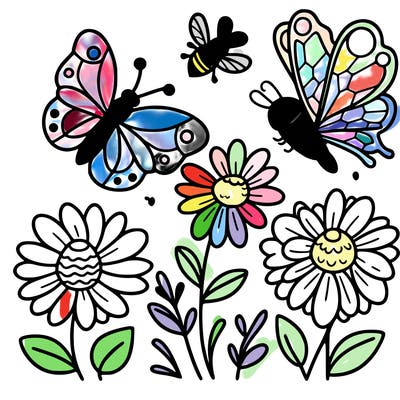 butterfly’s flowers bees