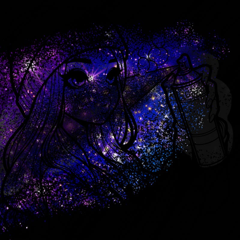 realistic girl spray painting