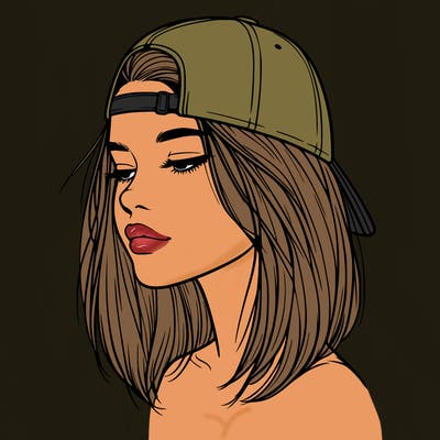 realistic  girl with a backwards hat