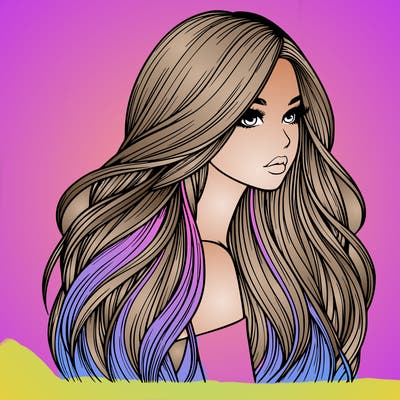 realistic girl with long realistic hair