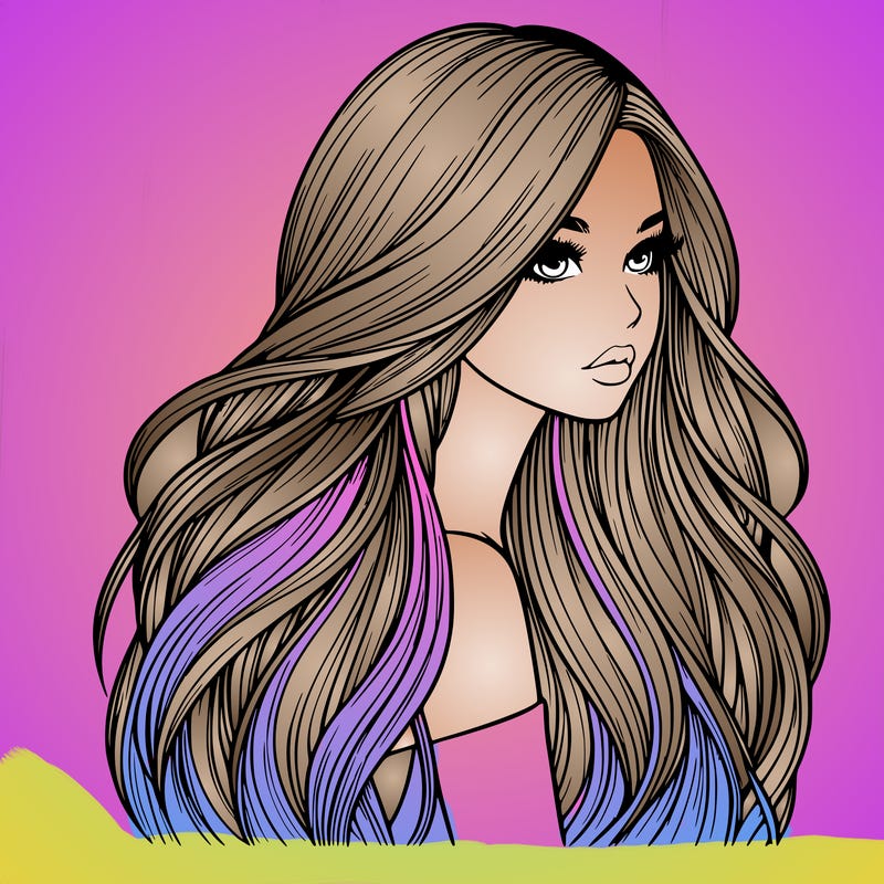 realistic girl with long realistic hair