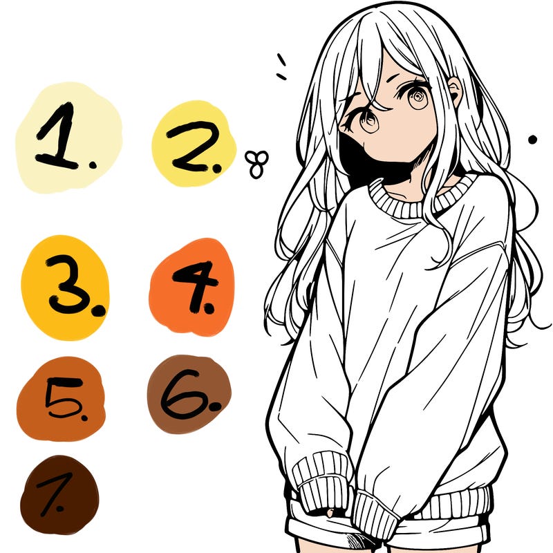 manga teen girl  in a sweater and baggy pants