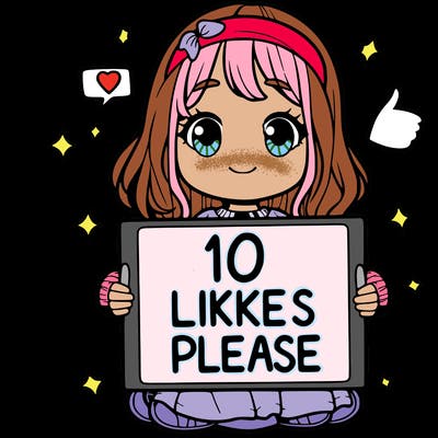 girl holding sign saying 10 likes please