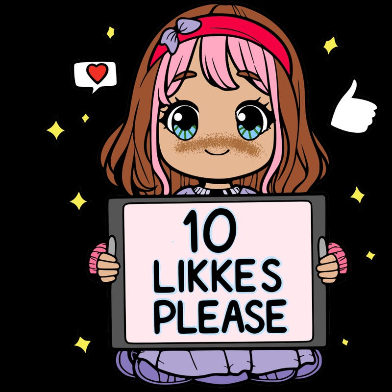 girl holding sign saying 10 likes please