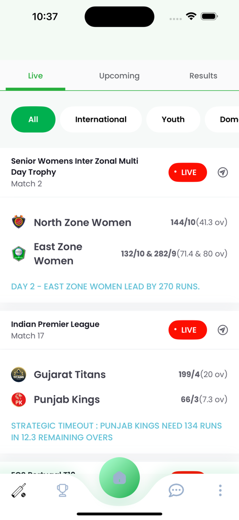 Puntuaciones de partidos de cricket en vivo para la IPL y trofeos nacionales en la aplicación Star Sports Live