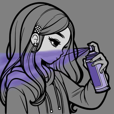 a realistic girl spray painting